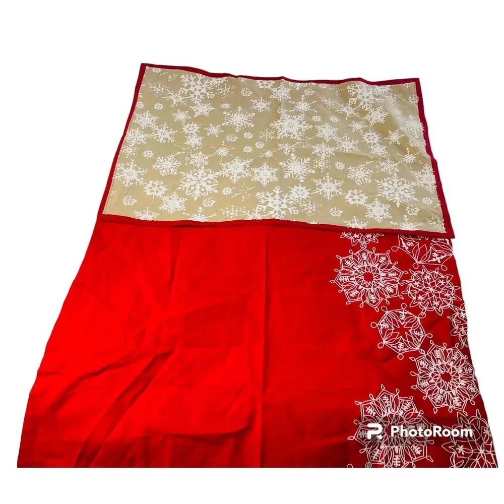 Crate & Barrel Christmas Snowflake Edge Dish Towels 20x30 Bundle Set Of 2